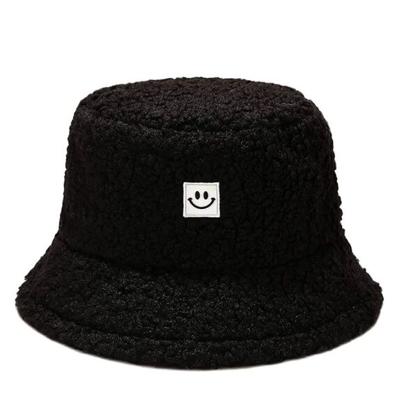 NWT Wool + Pepper Co. Faux Fur Fuzzy Smiley Bucket Hat - Picture 1 of 5